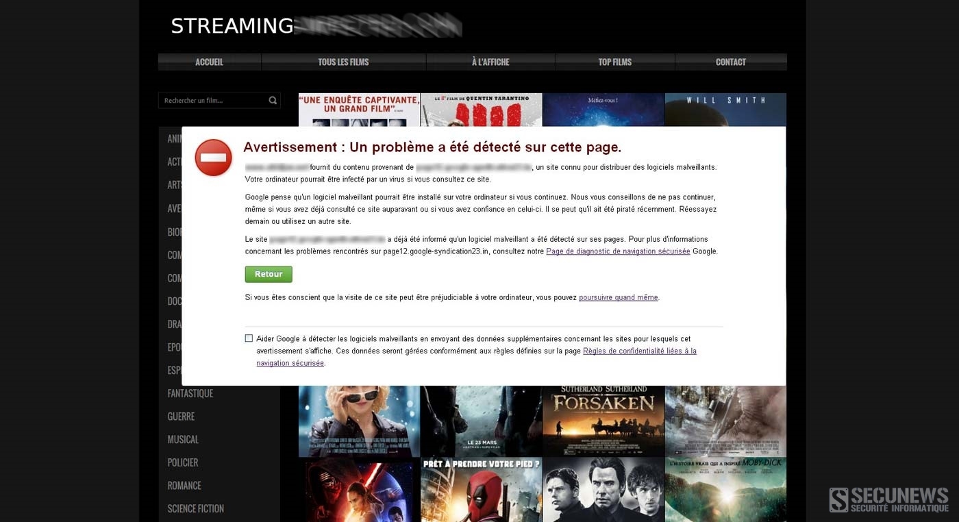 La moitié des publicités sur les sites de streaming gratuits renvoient à des virus