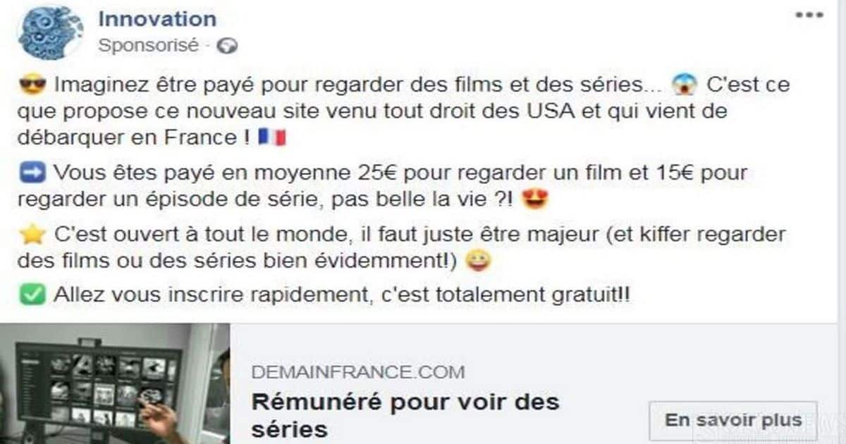 Être payé pour regarder des films ou des séries»... La nouvelle arnaque qui sévit sur Facebook