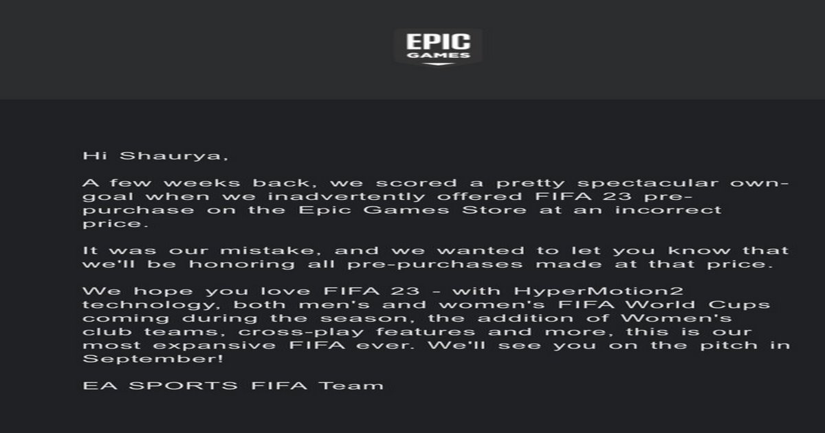 FIFA 23 vendu en précommande à 6 centimes d’euros, EA sport assume son erreur